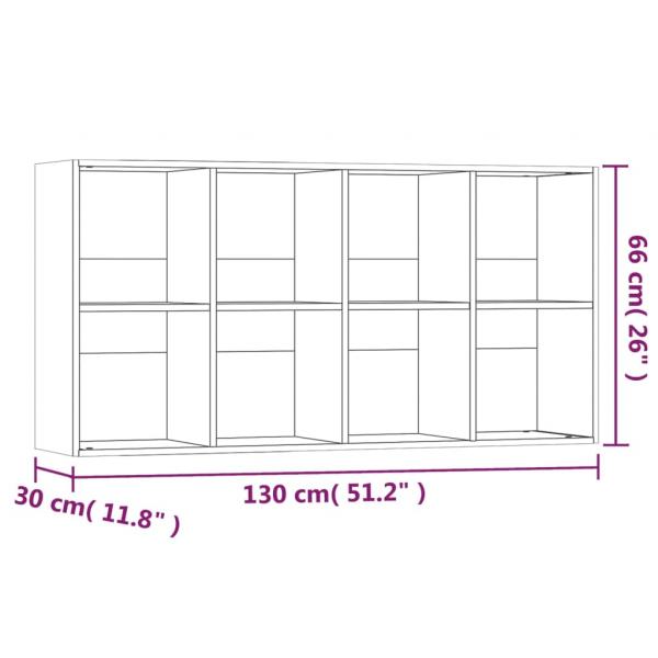 Bücherregal/Sideboard Braun Eiche 66×30×130 cm Holzwerkstoff