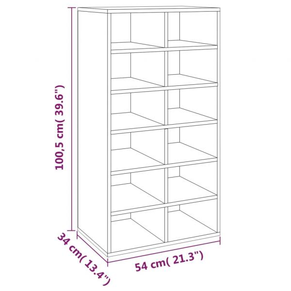 Schuhregal Räuchereiche 54x34x100,5 cm Holzwerkstoff