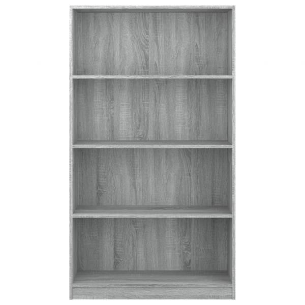 Bücherregal 4 Fächer Grau Sonoma 80x24x142 cm Holzwerkstoff