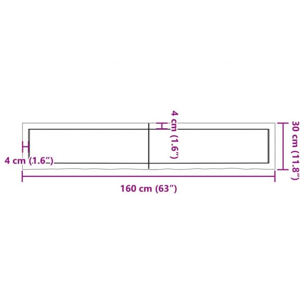 Wandregal 160x30x(2-6) cm Massivholz Eiche Unbehandelt