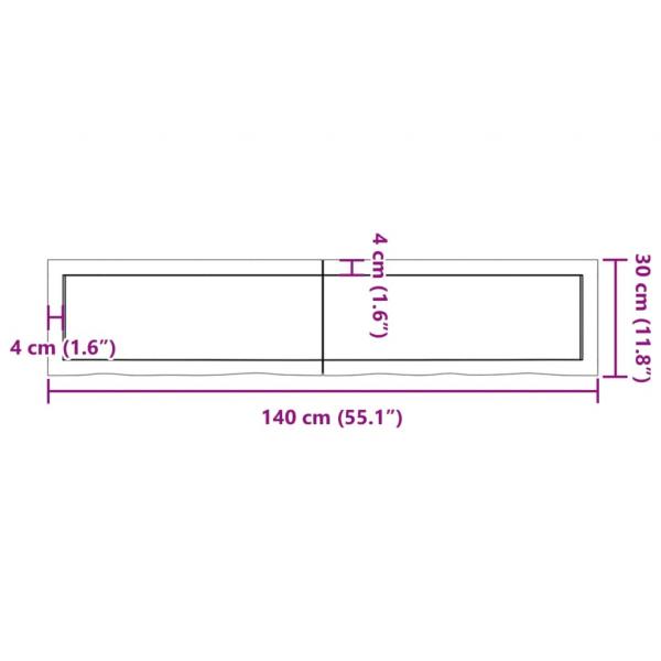 Wandregal 140x30x(2-6) cm Massivholz Eiche Unbehandelt