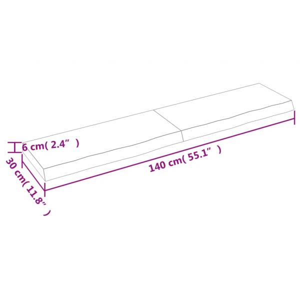 Wandregal 140x30x(2-6) cm Massivholz Eiche Unbehandelt