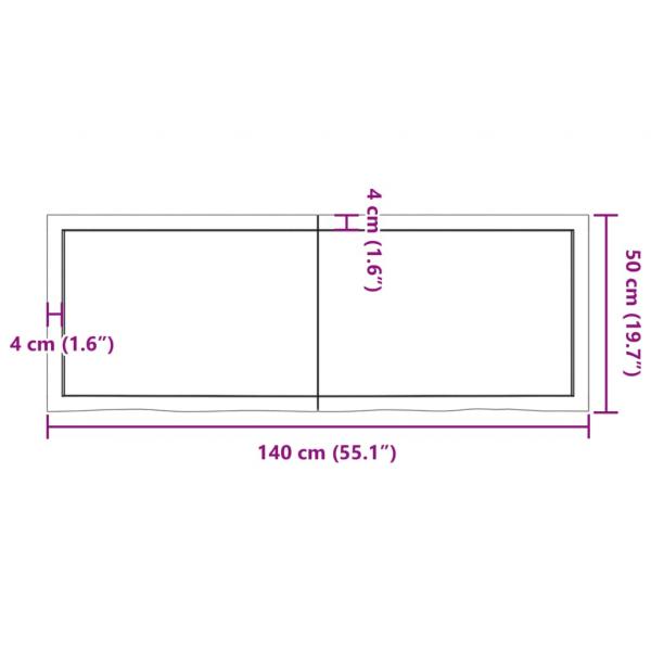 Wandregal 140x50x(2-6) cm Massivholz Eiche Unbehandelt