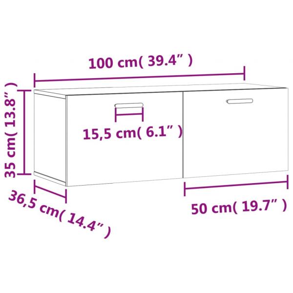 Wandschrank Betongrau 100x36,5x35 cm Holzwerkstoff