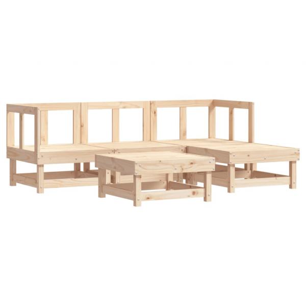 5-tlg. Garten-Lounge-Set mit Kissen Massivholz