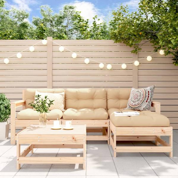 ARDEBO.de - 5-tlg. Garten-Lounge-Set mit Kissen Massivholz