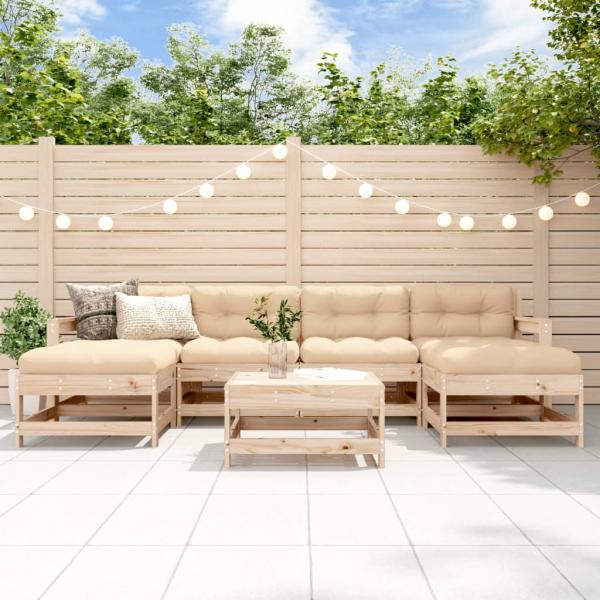 ARDEBO.de - 7-tlg. Garten-Lounge-Set mit Kissen Massivholz