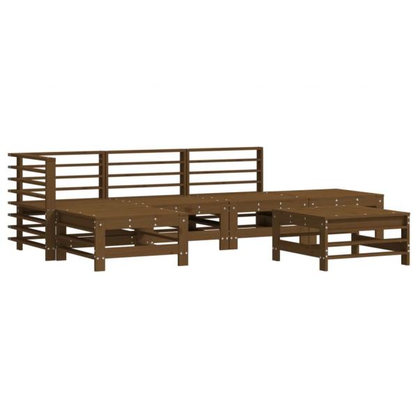 6-tlg. Garten-Lounge-Set mit Kissen Honigbraun Massivholz