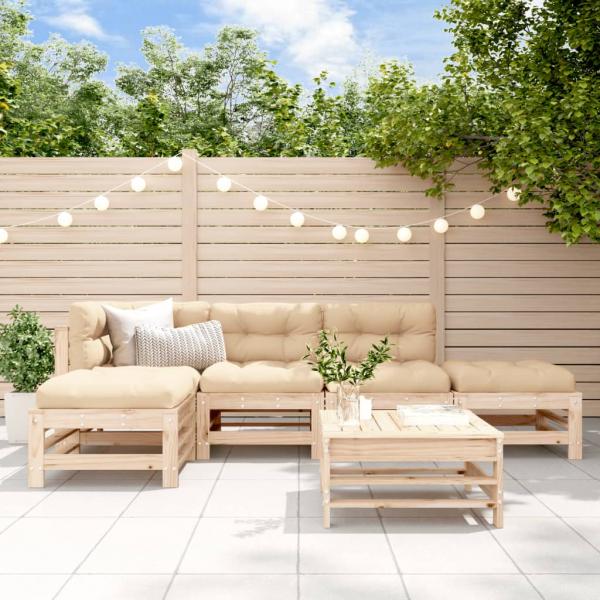 ARDEBO.de - 6-tlg. Garten-Lounge-Set mit Kissen Massivholz