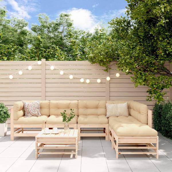 ARDEBO.de - 7-tlg. Garten-Lounge-Set mit Kissen Massivholz