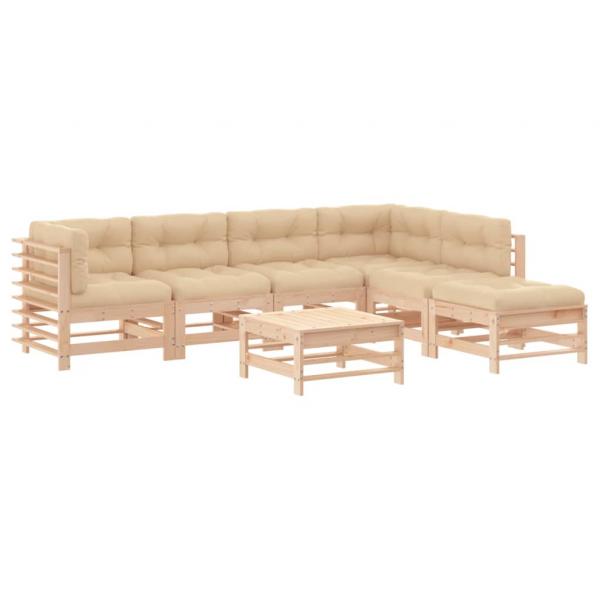 7-tlg. Garten-Lounge-Set mit Kissen Massivholz