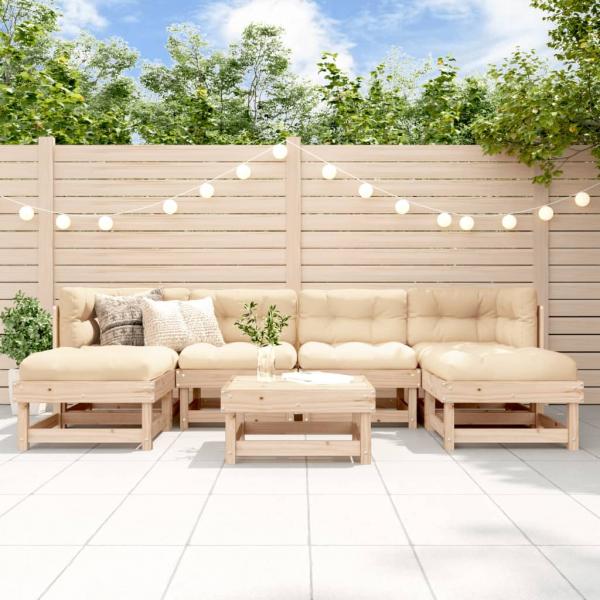 ARDEBO.de - 7-tlg. Garten-Lounge-Set mit Kissen Massivholz