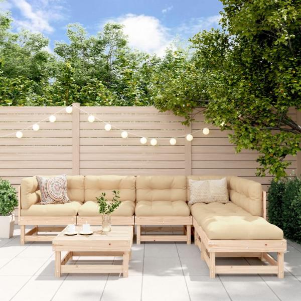 ARDEBO.de - 7-tlg. Garten-Lounge-Set mit Kissen Massivholz