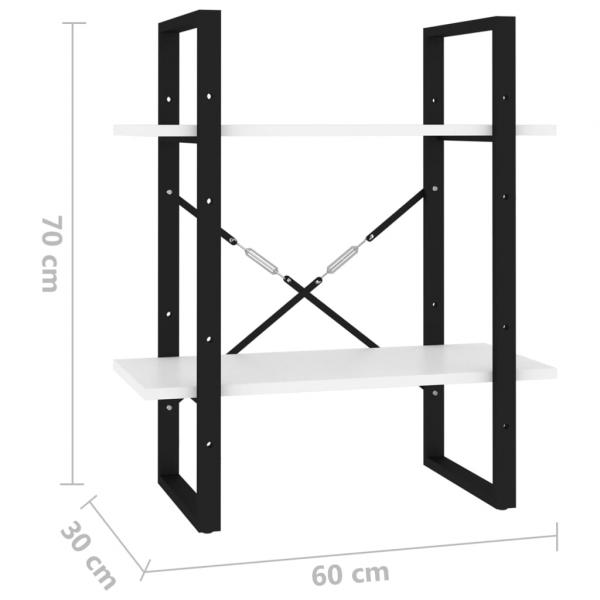 Bücherregal 2 Fächer Weiß 60x30x70 cm Holzwerkstoff