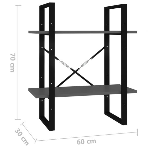 Bücherregal 2 Fächer Grau 60x30x70 cm Holzwerkstoff