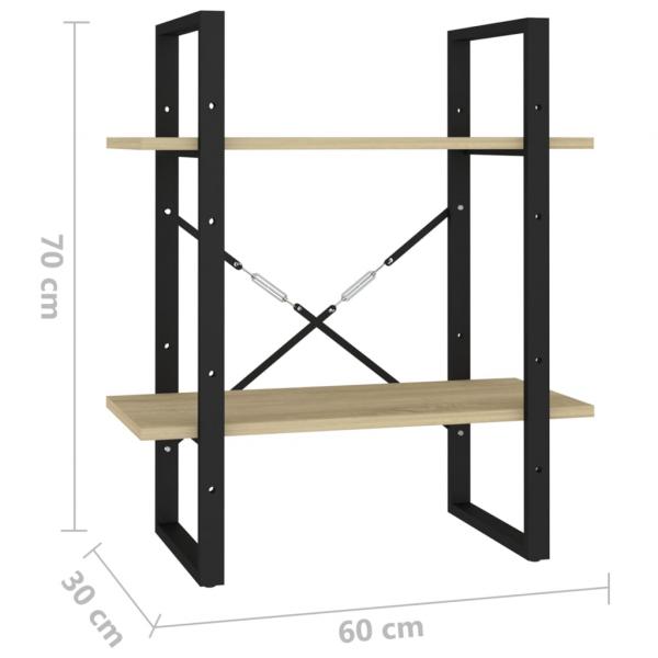 Bücherregal 2 Fächer Sonoma-Eiche 60x30x70 cm Holzwerkstoff