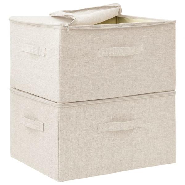 Aufbewahrungsboxen 2 Stk. Stoff 43x34x23 cm Creme