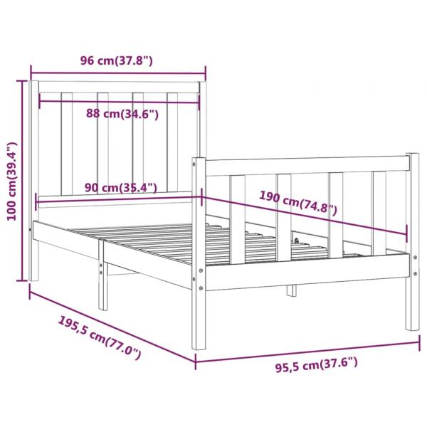 Massivholzbett 90x190 cm