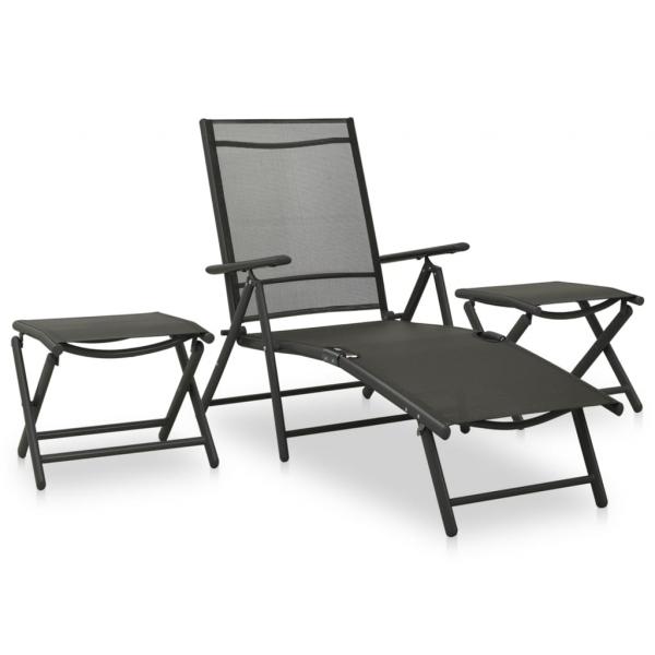 9-tlg. Garten-Lounge-Set Schwarz und Anthrazit