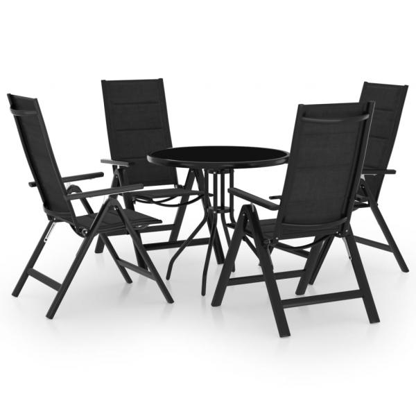 ARDEBO.de - 5-tlg. Bistro-Set Schwarz und Anthrazit