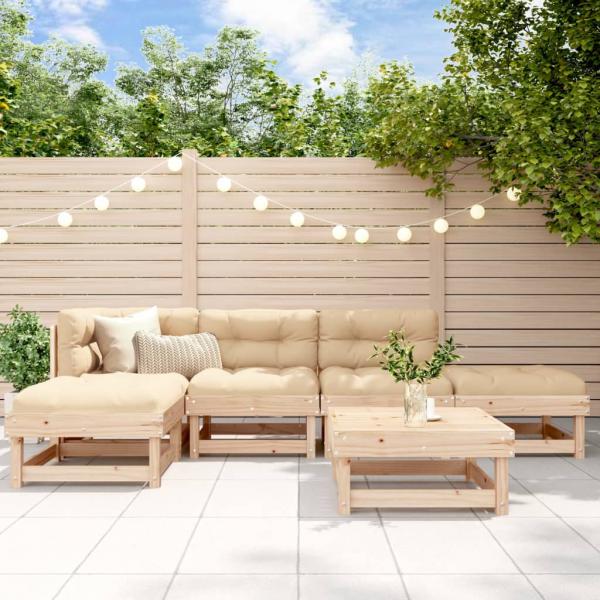 ARDEBO.de - 6-tlg. Garten-Lounge-Set mit Kissen Massivholz