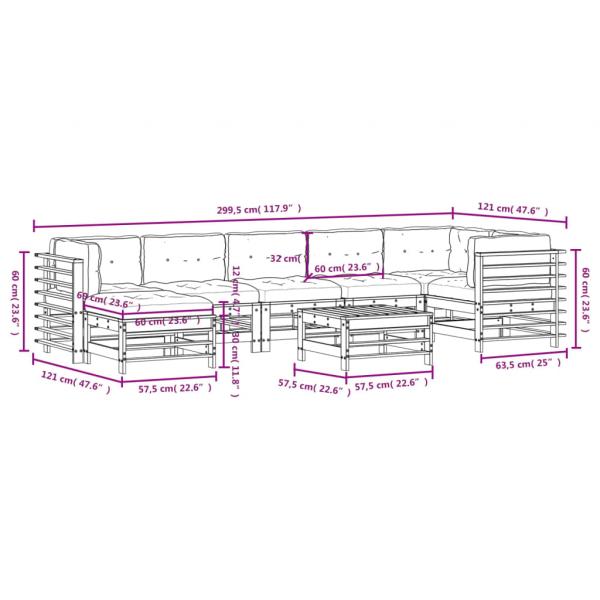 8-tlg. Garten-Lounge-Set mit Kissen Imprägniertes Kiefernholz