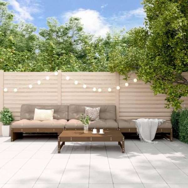 ARDEBO.de - 4-tlg. Garten-Lounge-Set mit Kissen Honigbraun Massivholz