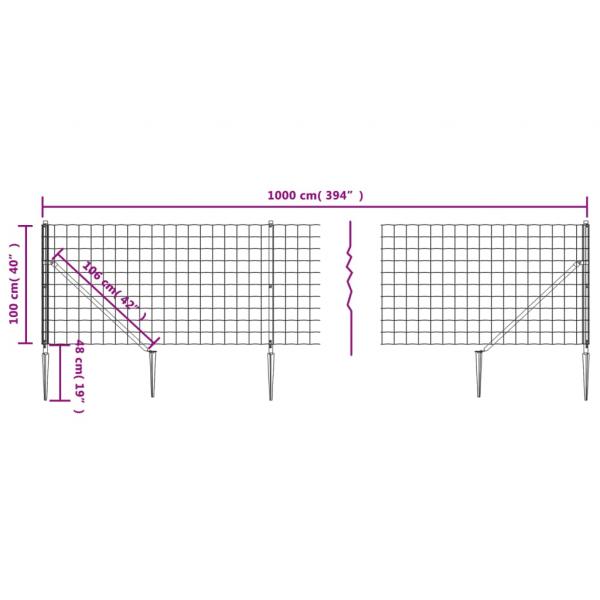 Maschendrahtzaun mit Bodenhülsen Anthrazit 1x10 m