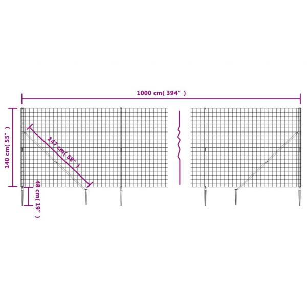 Maschendrahtzaun mit Bodenhülsen Anthrazit 1,4x10 m