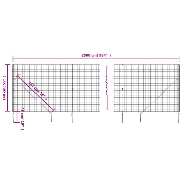 Maschendrahtzaun mit Bodenhülsen Grün 1,4x25 m