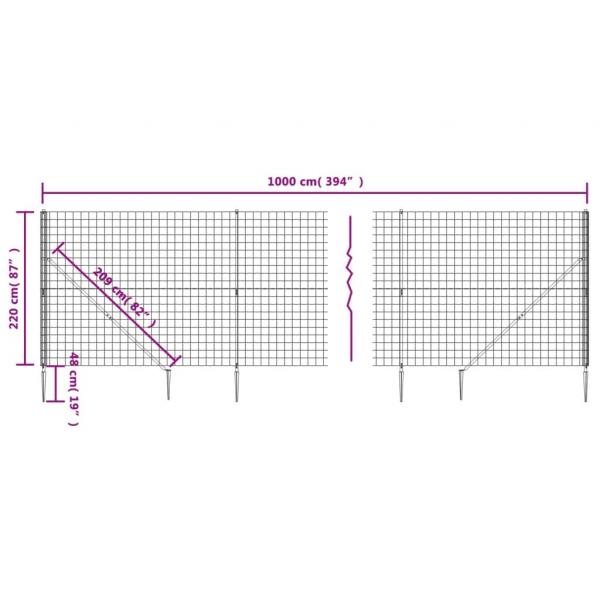 Maschendrahtzaun mit Bodenhülsen Grün 2,2x10 m