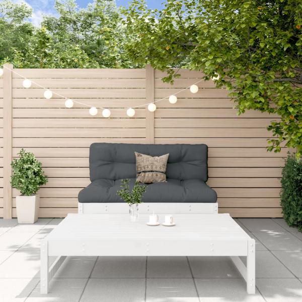 ARDEBO.de - 2-tlg. Garten-Lounge-Set mit Kissen Weiß Massivholz