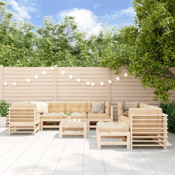 ARDEBO.de - 10-tlg. Garten-Lounge-Set mit Kissen Massivholz