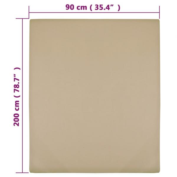 Spannbettlaken 2 Stk. Jersey Taupe 90x200 cm Baumwolle