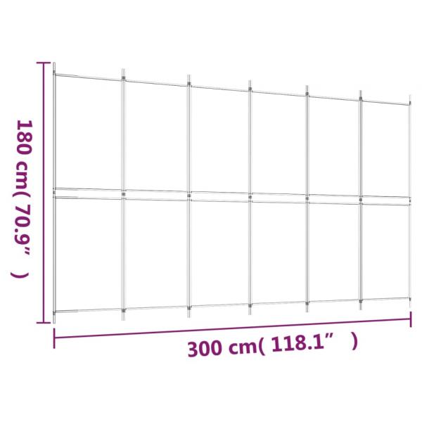 6-tlg. Paravent Braun 300x180 cm Stoff