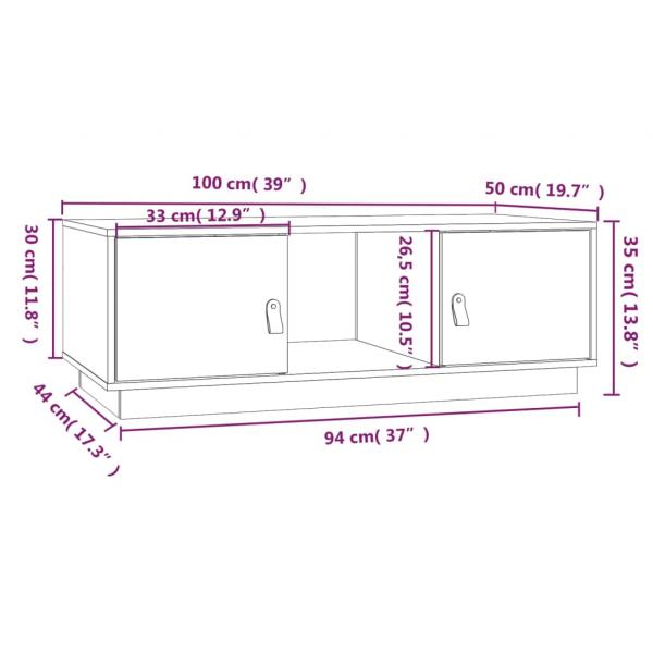  Couchtisch 100x50x35 cm Massivholz Kiefer