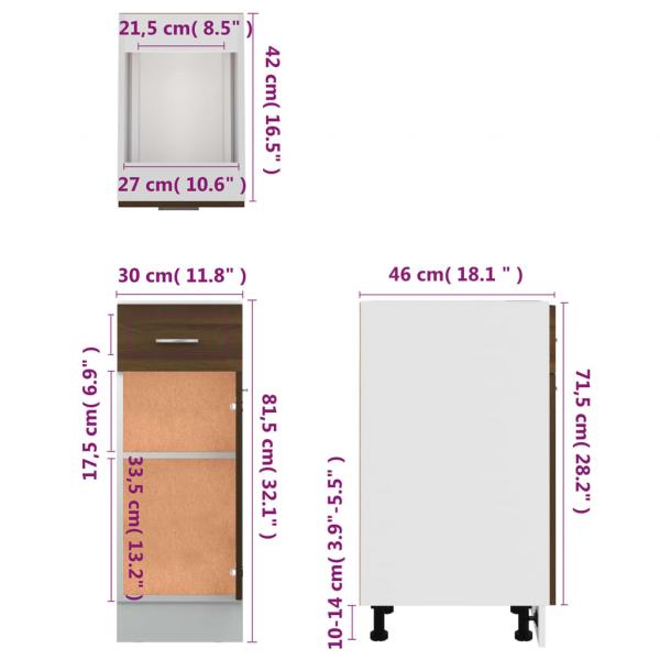 Unterschrank mit Schublade Braun Eichen-Optik 30x46x81,5 cm