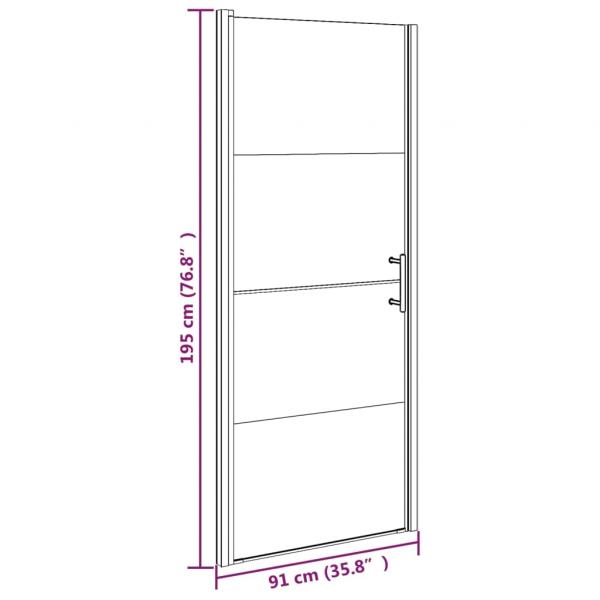 Duschtür 91x195 cm Halbmatt Hartglas Schwarz