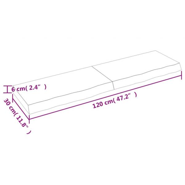 Wandregal Hellbraun 120x30x(2-6) cm Massivholz Eiche Behandelt