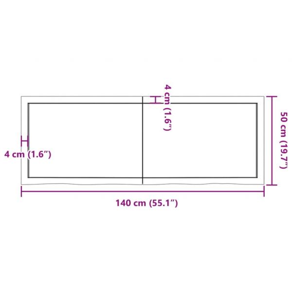 Wandregal Hellbraun 140x50x(2-6) cm Massivholz Eiche Behandelt