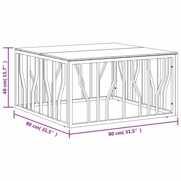 Couchtisch Golden 80x80x40 cm Edelstahl und Glas