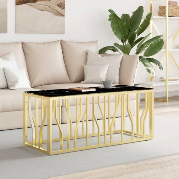 ARDEBO.de - Couchtisch Golden 110x45x45 cm Edelstahl und Glas