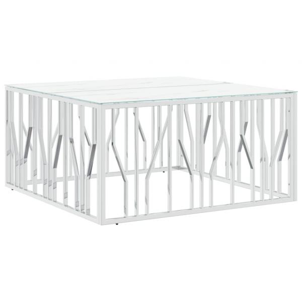 Couchtisch Silbern 100x100x50 cm Edelstahl und Glas