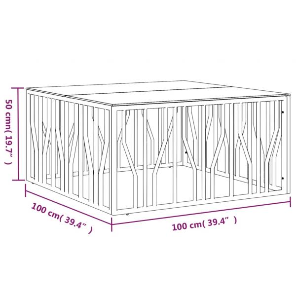 Couchtisch Silbern 100x100x50 cm Edelstahl und Glas