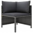 Modulares Ecksofa mit Kissen Grau Poly Rattan