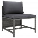 Modulares Mittelsofa mit Kissen Grau Poly Rattan