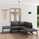 6-tlg. Garten-Lounge-Set mit Kissen Poly Rattan Grau