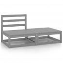 2-tlg. Garten-Lounge-Set Grau Kiefer Massivholz