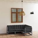 4-tlg. Garten-Lounge-Set mit Kissen Kiefer Massivholz