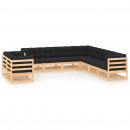 9-tlg. Garten-Lounge-Set mit Kissen Massivholz Kiefer